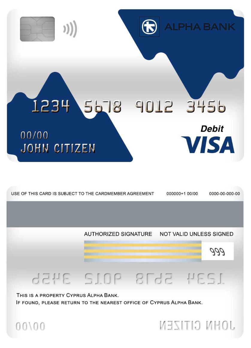 Cyprus Alpha bank visa debit card